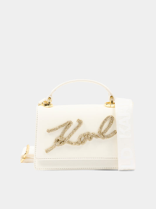 Borsa casual avorio per bambina con logo,Karl Lagerfeld Kids,Z31212 195