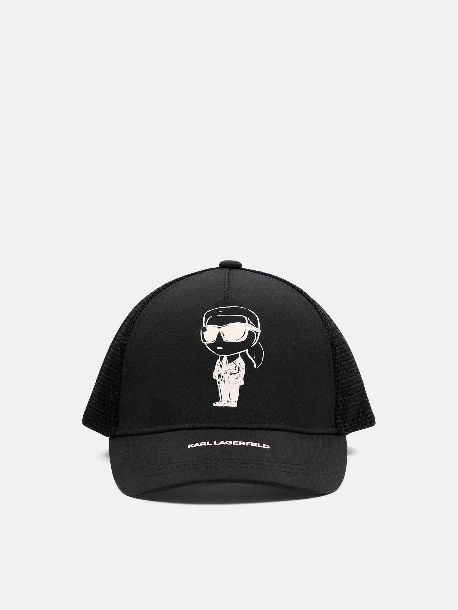 Cappello nero per bambino con stampa Ikonik Karl,Karl Lagerfeld Kids,Z31226 09B