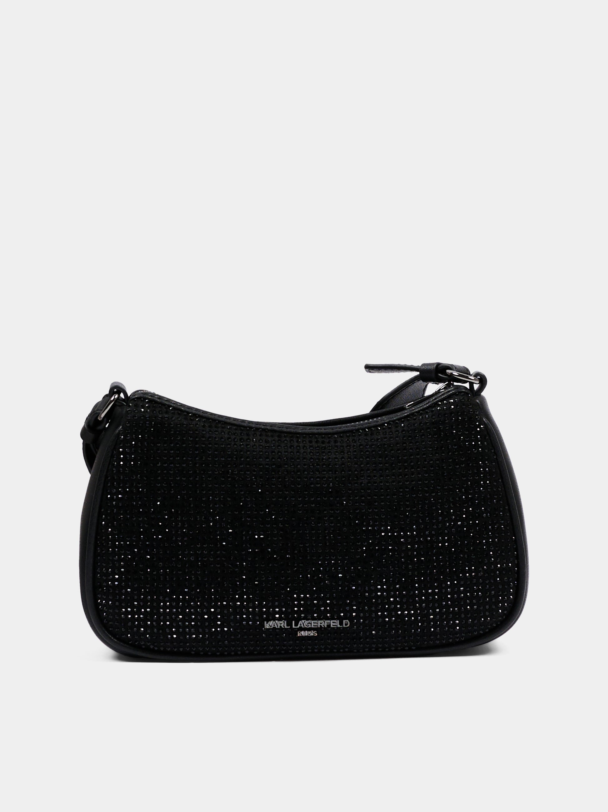 Borsa nera per bambina con strass,Karl Lagerfeld Kids,Z31240 09B