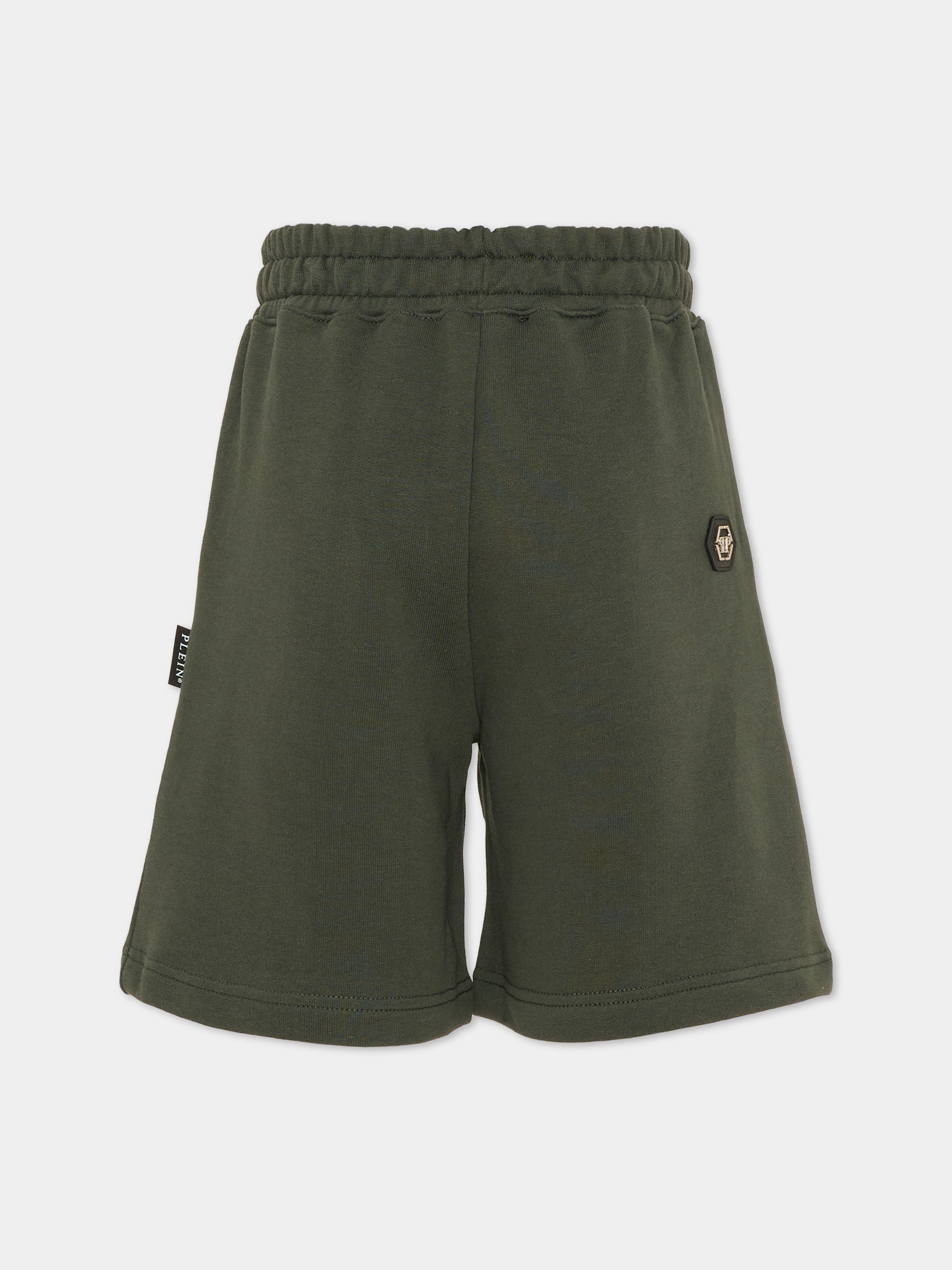 Shorts verdi per bambino con orsetto,Philipp Plein Junior,S6PHJBBE066 082