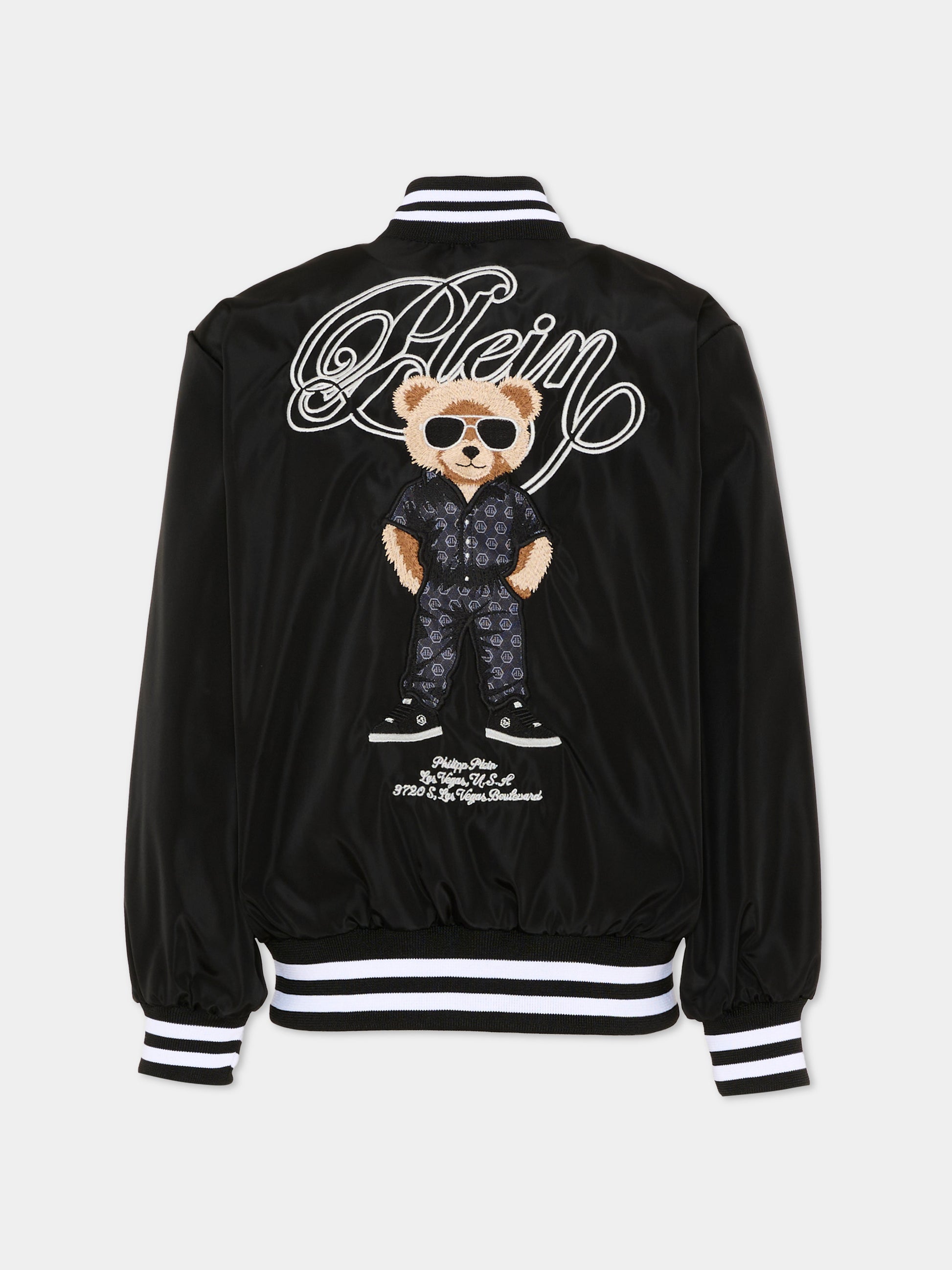 Bomber nero per bambino con orsetto,Philipp Plein Junior,S6PHJBBO059 110
