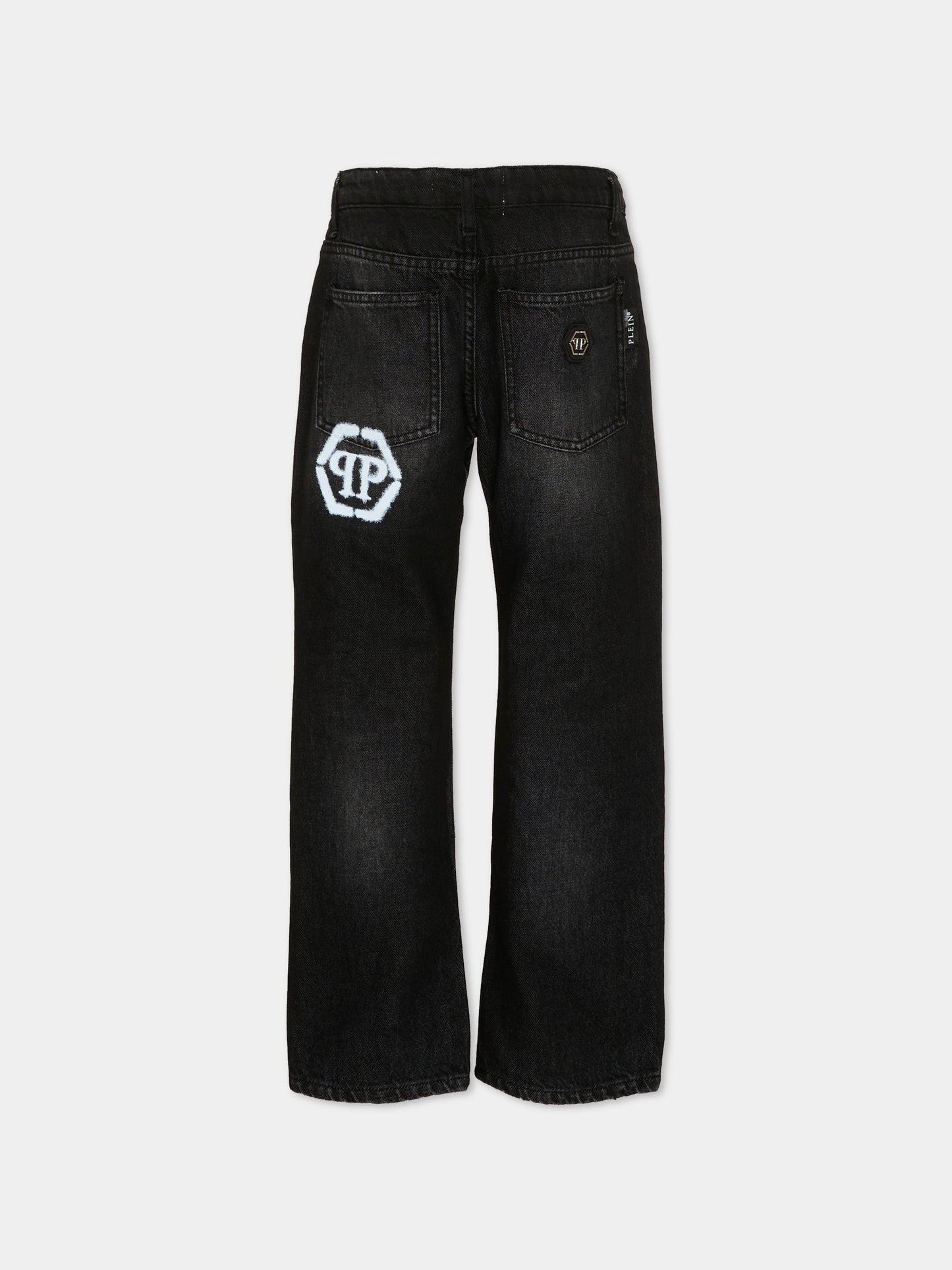Jeans nero per bambino con logo,Philipp Plein Junior,S6PHJBDP018 127