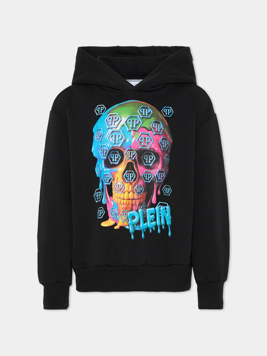 Felpa nera per bambino con teschio,Philipp Plein Junior,S6PHJBHS245 110
