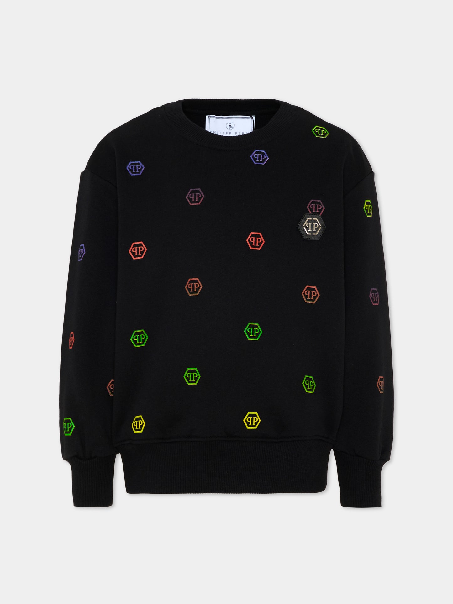 Felpa nera per bambino con monogram,Philipp Plein Junior,S6PHJBSW009 110