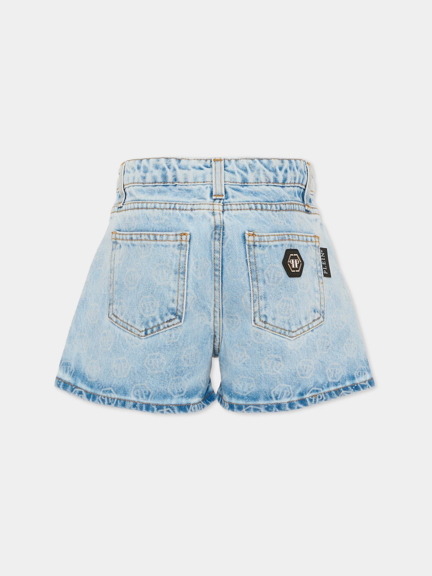 Shorts denim per bambina con logo,Philipp Plein Junior,S6PHJGSH197 126