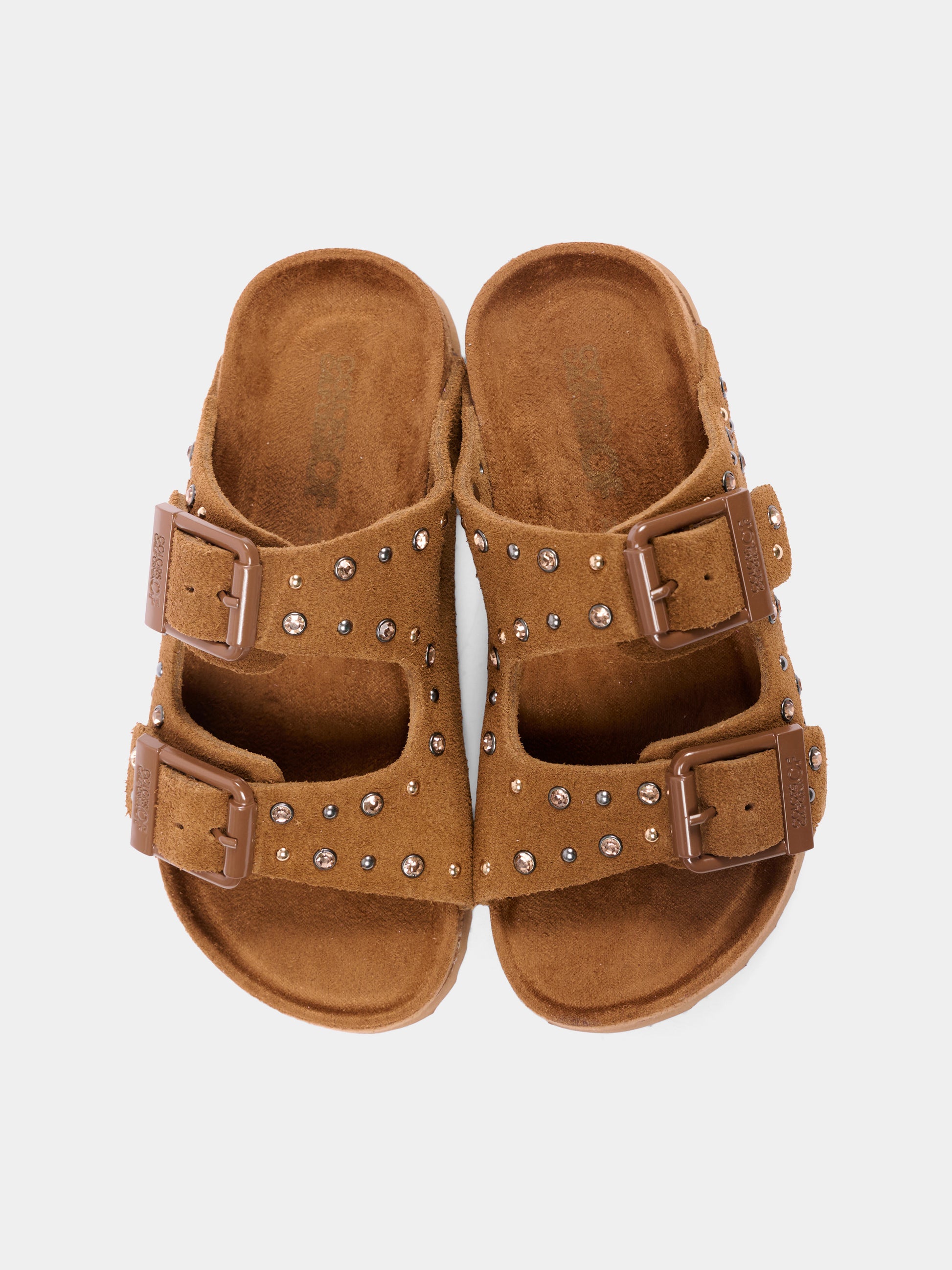 Sandali marroni per bambina con borchie,Colors Of California,HC 2508N TAN