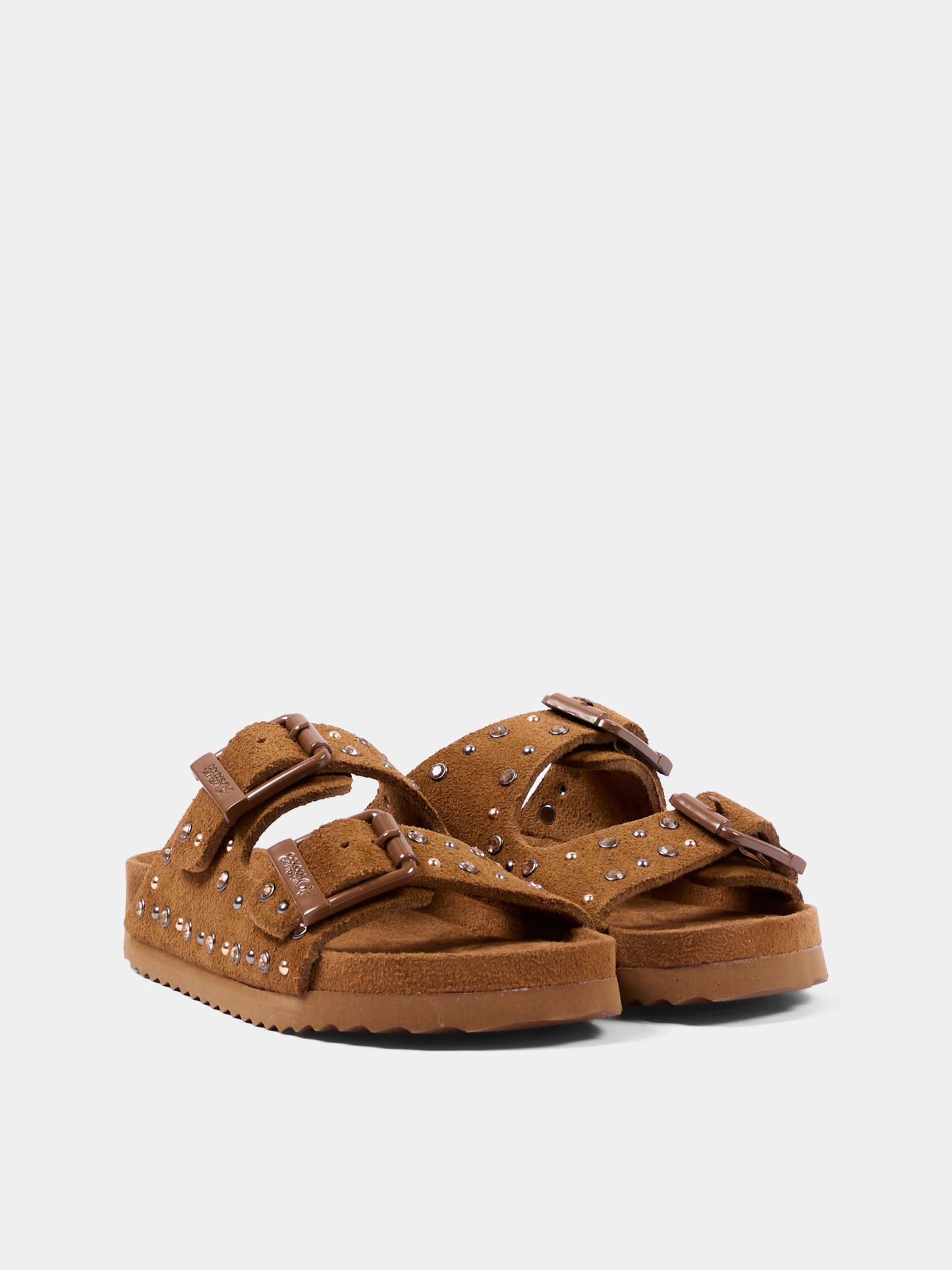 Sandali marroni per bambina con borchie,Colors Of California,HC 2508N TAN