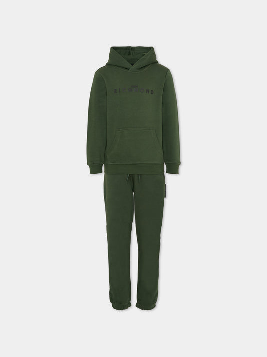 Completo verde per bambino con logo,Richmond,RBA25007CF FOREST NIGHT