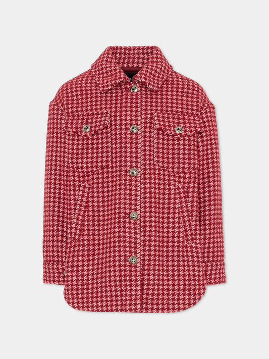 Camicia rossa per bambina con logo,Richmond,RGA25091CA P.D.POULE-RED PLUM