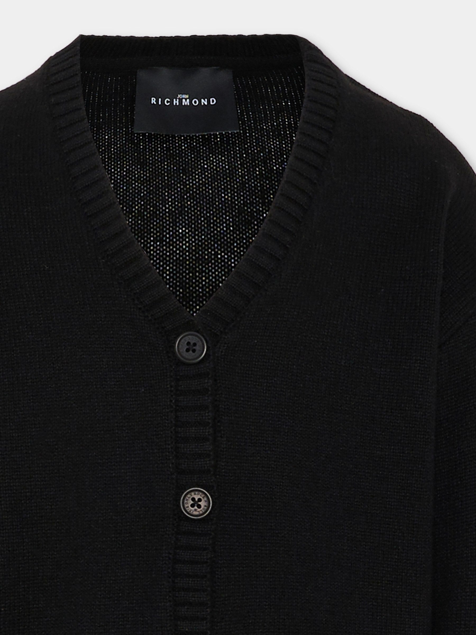 Cardigan nero per bambina con logo,Richmond,RGA25192CD BLACK