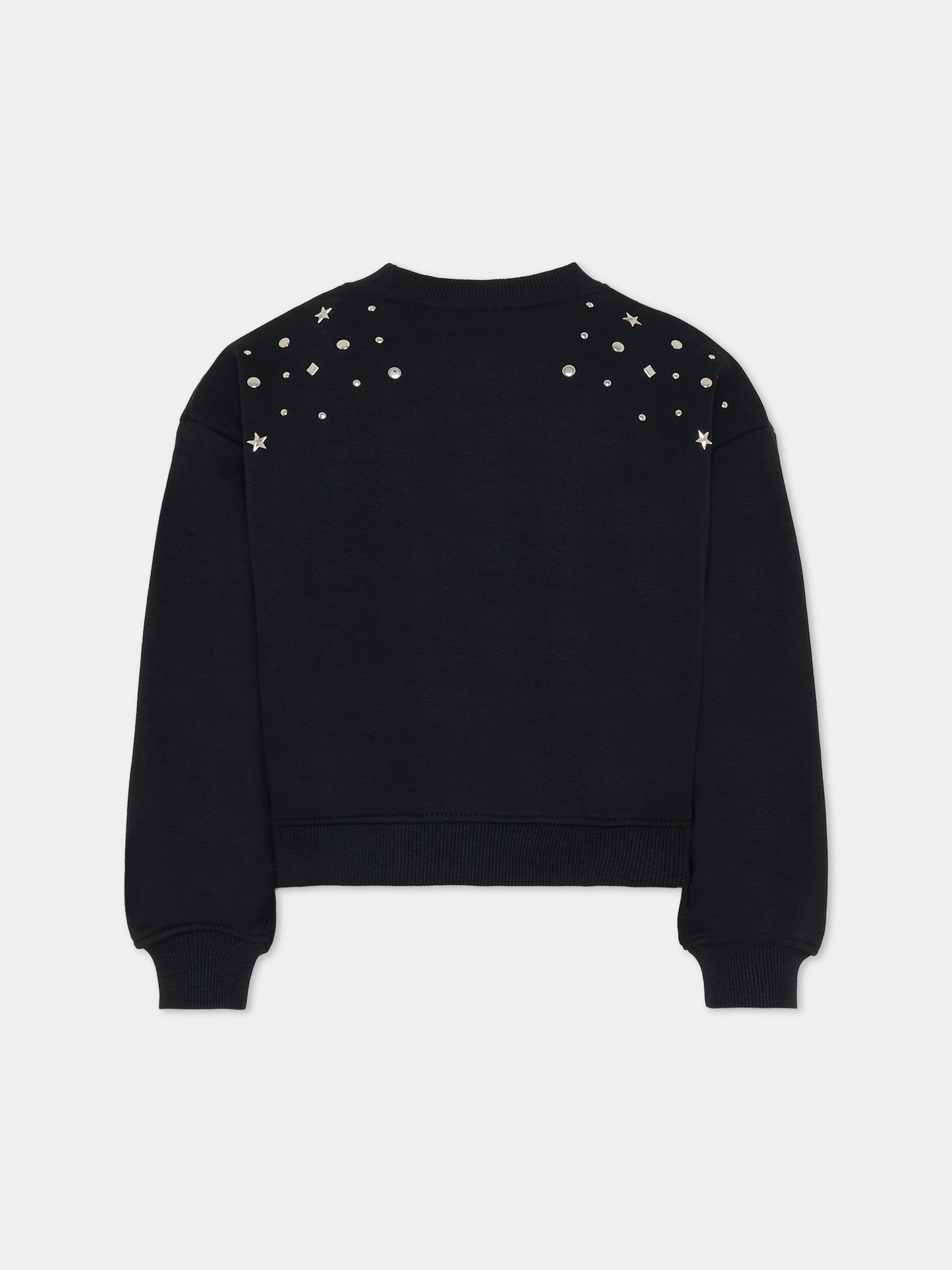 Felpa nera per bambina con borchie,Richmond,RGA25198FE BLACK