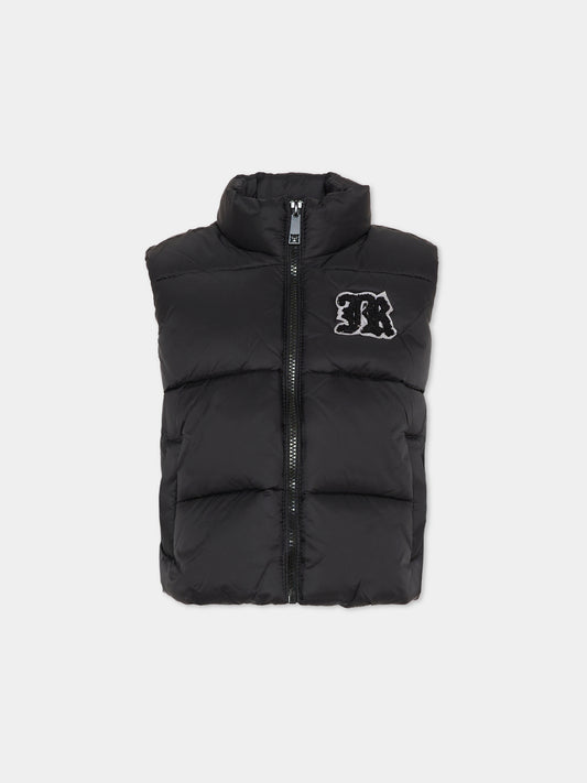 Gilet nero per bambina con logo,Richmond,RGA25232PI BLACK