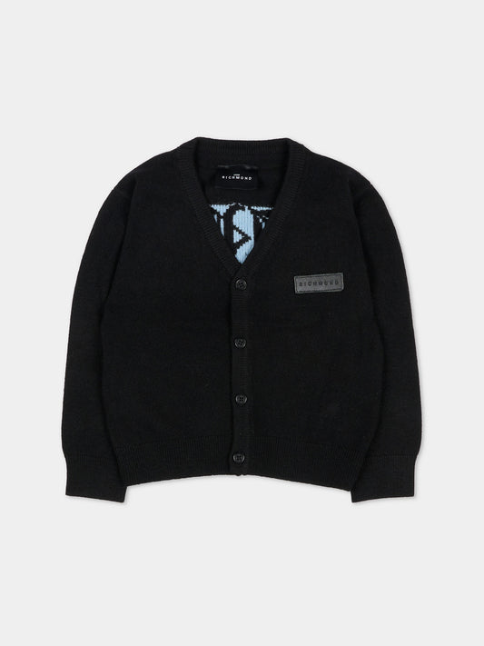 Cardigan nero per neonato con logo,Richmond,RIA25010CD BLACK