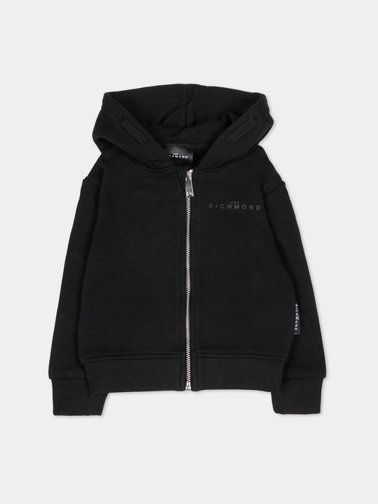 Felpa nera per neonata con logo,Richmond,RIA25025FE BLACK