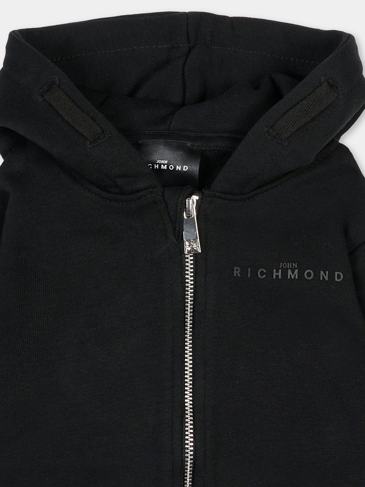 Felpa nera per neonata con logo,Richmond,RIA25025FE BLACK