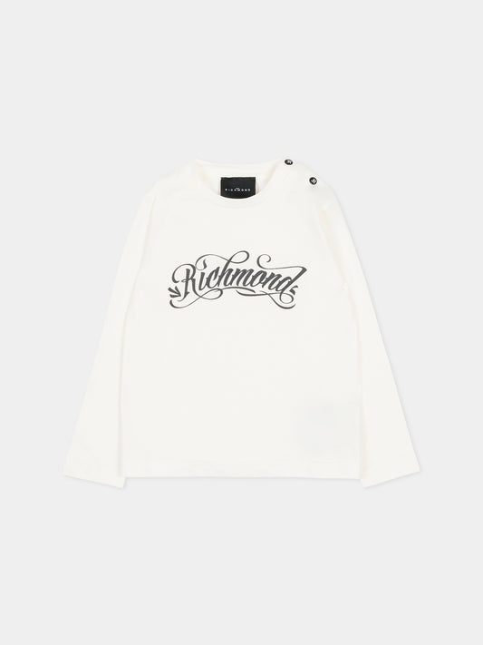 T-shirt avorio per neonata con logo,Richmond,RIA25032TS WHITE