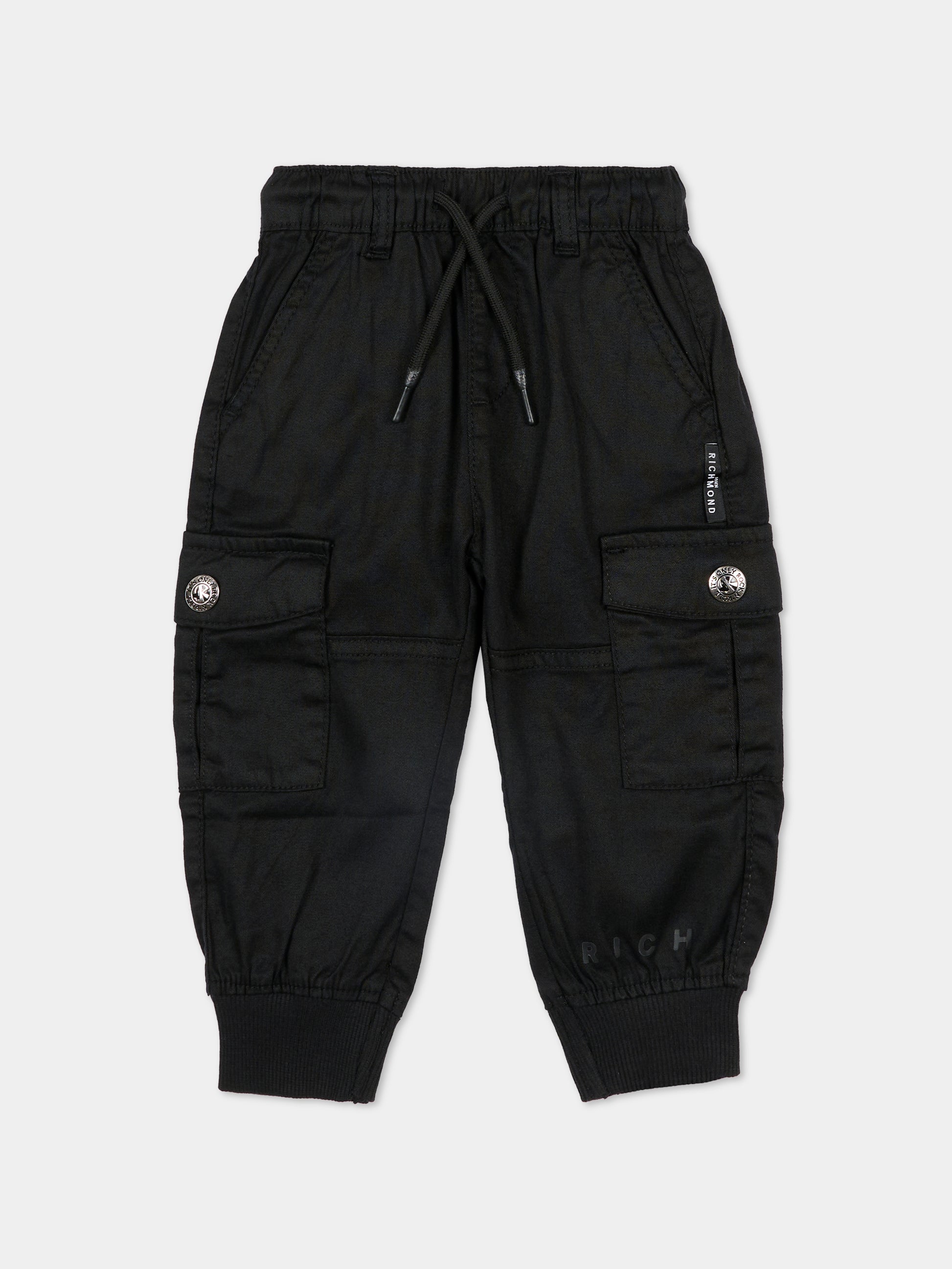 Pantaloni neri per neonato con logo,Richmond,RIA25042PA BLACK