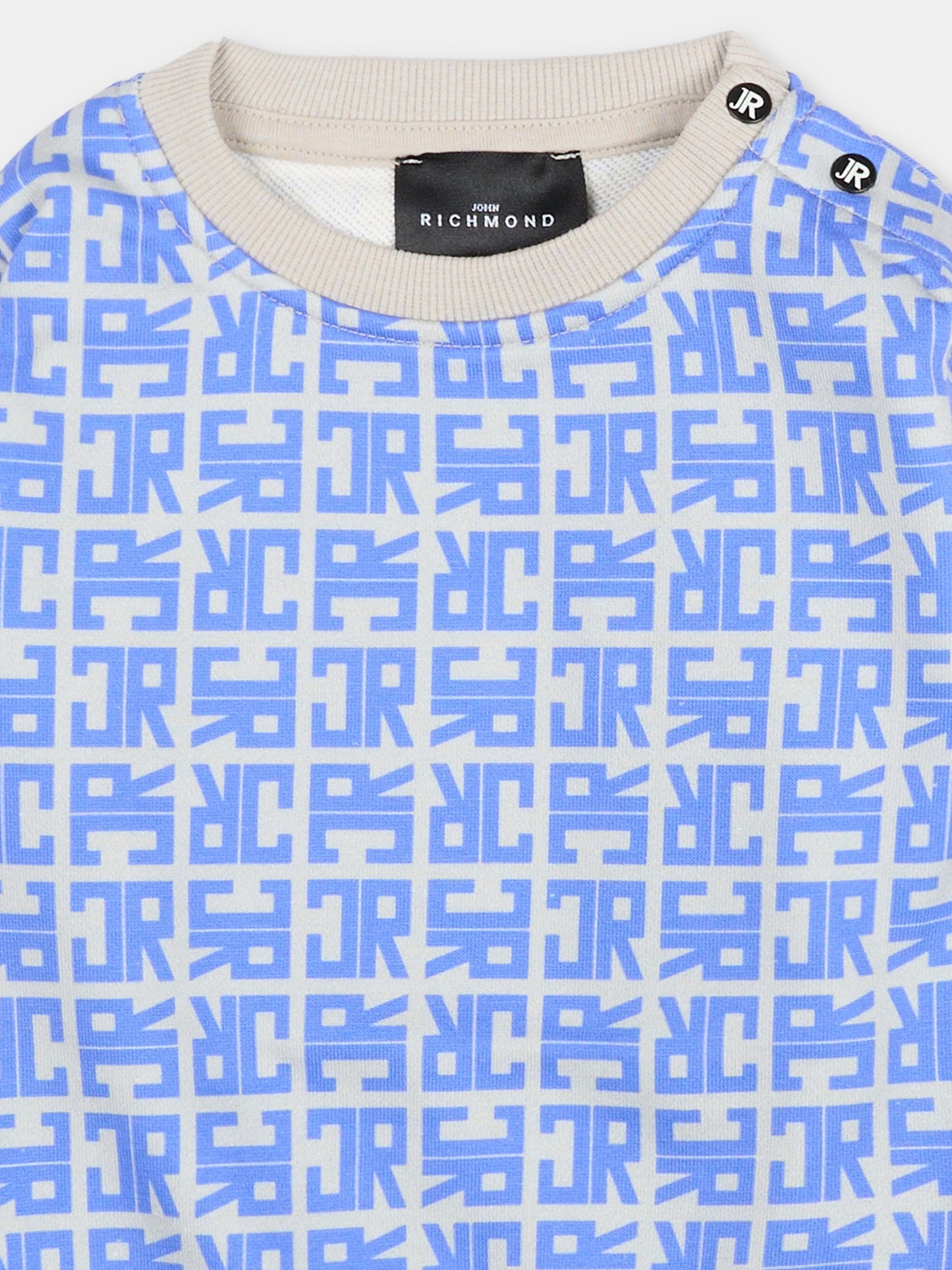 Felpa blu per neonato con logo,Richmond,RIA25048FE JR MONOGRAM BLUE