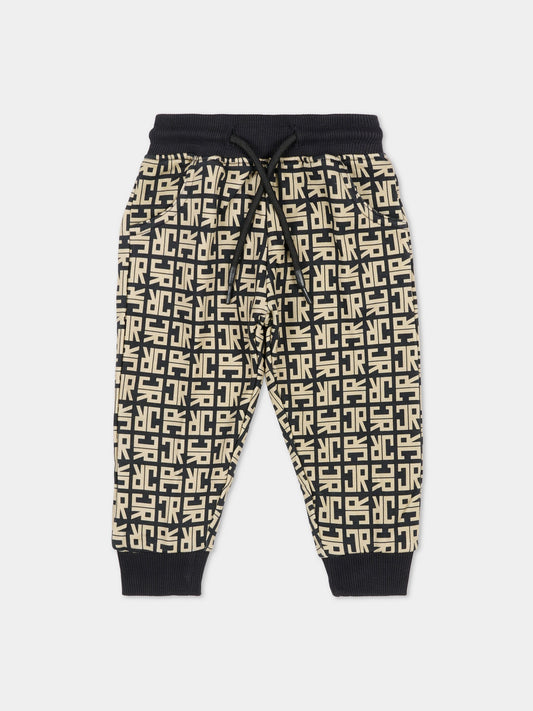 Pantaloni beige per neonato con logo,Richmond,RIA25049PA JR MONOGRAM BEIGE