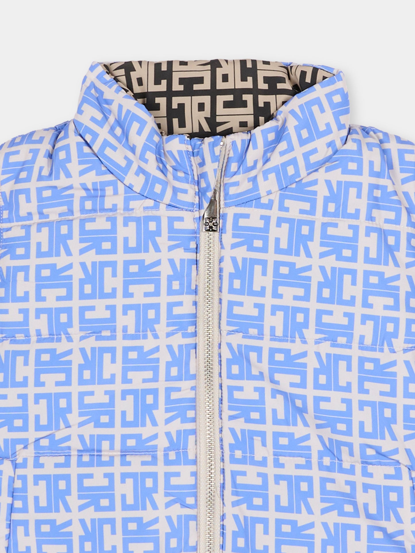 Gilet reversibile azzurro per neonato con logo,Richmond,RIA25050PI JR MONOGRAM BLUE