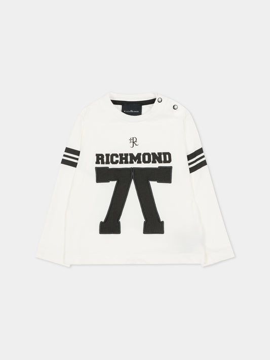 T-shirt avorio per neonato con logo,Richmond,RIA25057TS WHITE