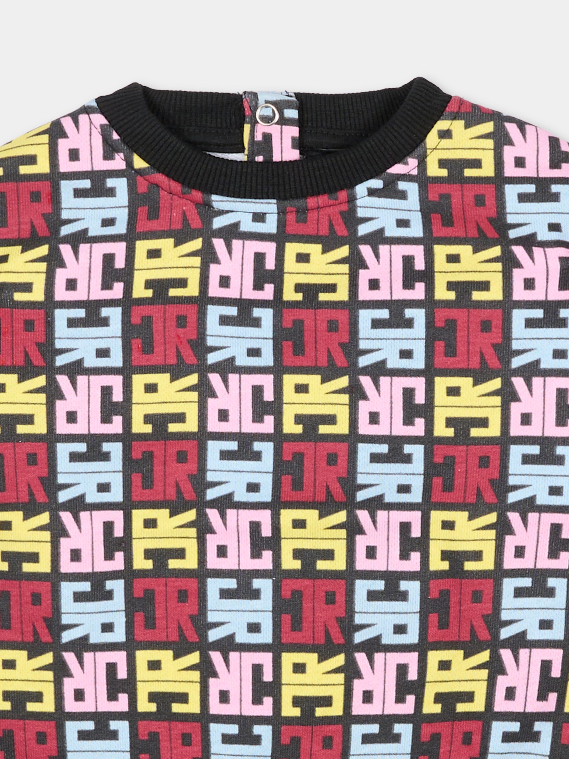 Felpa nera per neonata con logo,Richmond,RIA25080FE JR M.MULTICOLOR/BLK