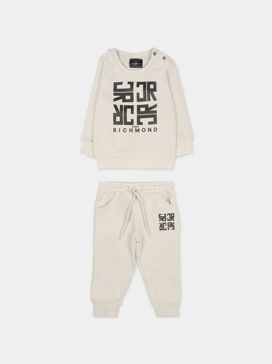 Completo grigio per neonato con logo,Richmond,RIA25087CF BLUE VAPOR