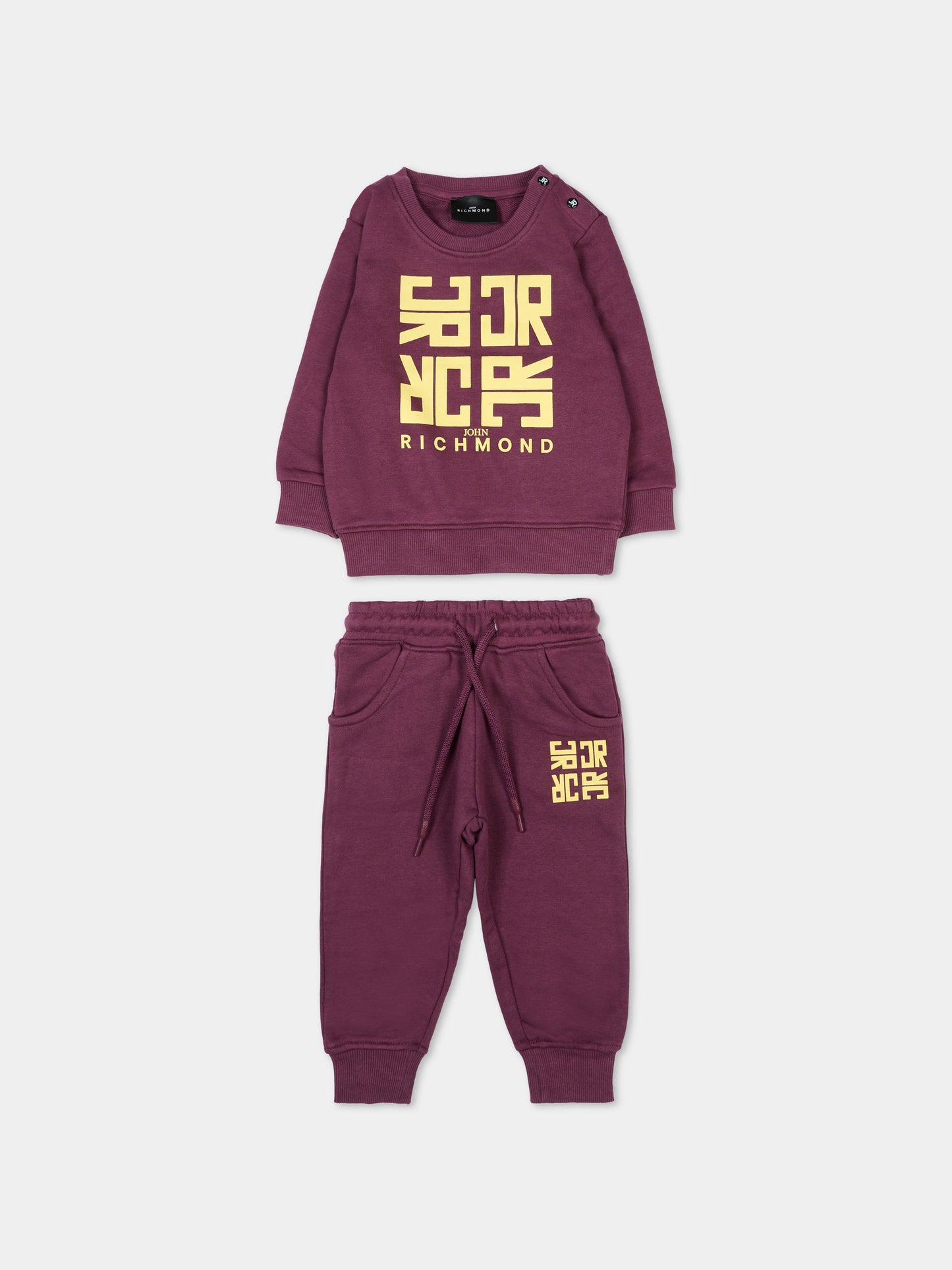 Completo viola per neonati con logo,Richmond,RIA25087CF EGGPLANT