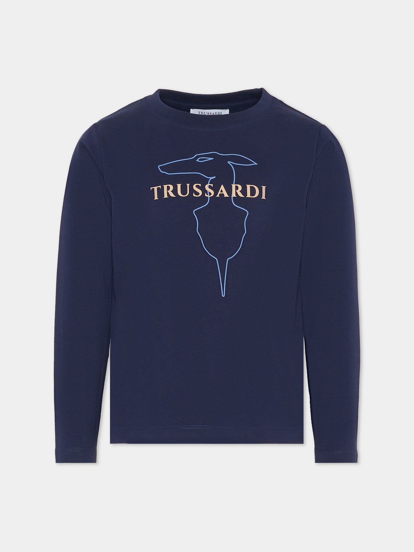 T-shirt blu per bambino con logo,Trussardi Junior,TBA25015TS PEACOAT