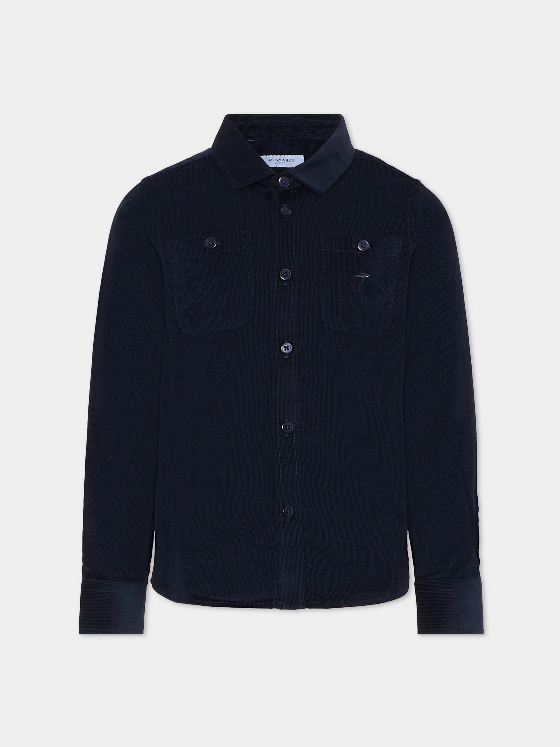 Camicia blu per bambino con logo,Trussardi Junior,TBA25029CA PEACOAT