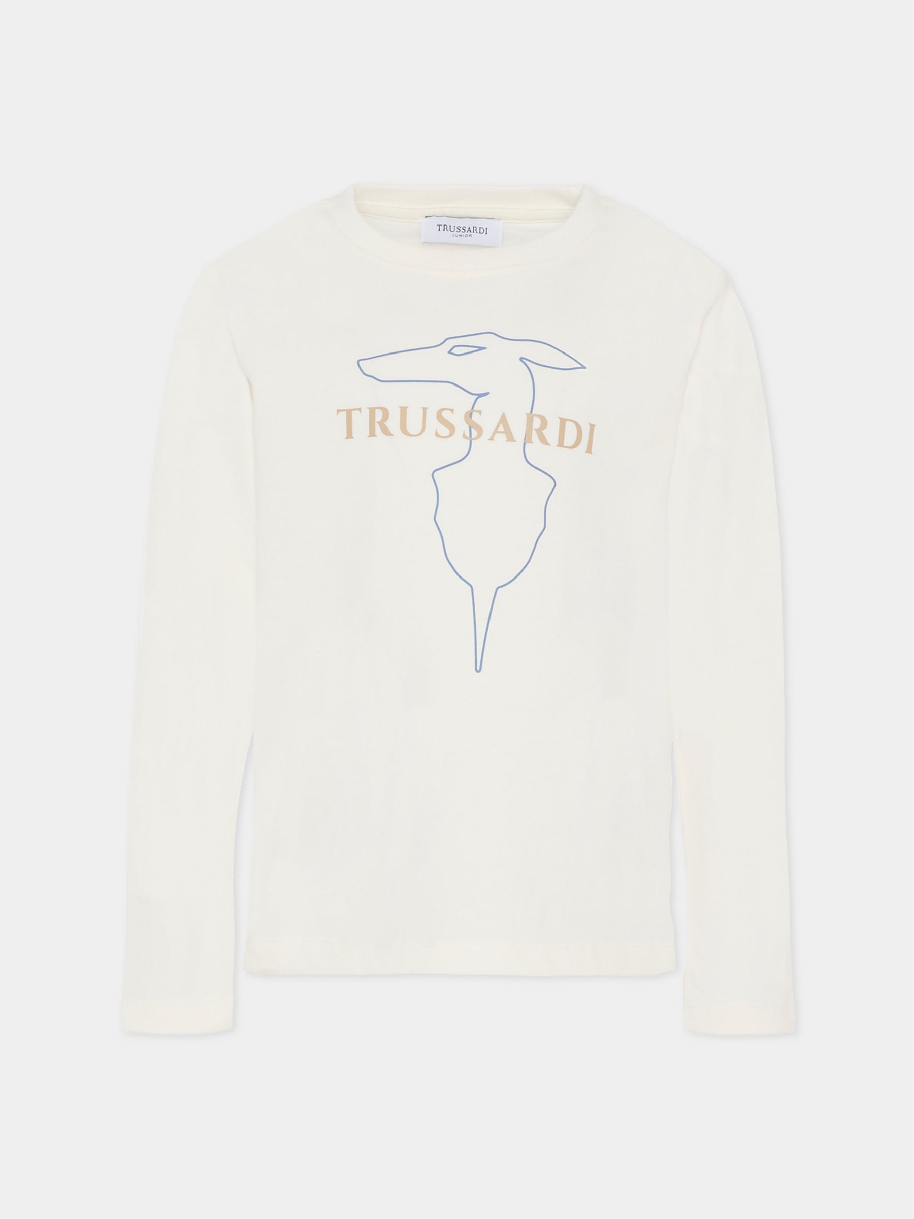 T-shirt avorio per bambino con logo,Trussardi Junior,TBA25015TS OFF-WHITE