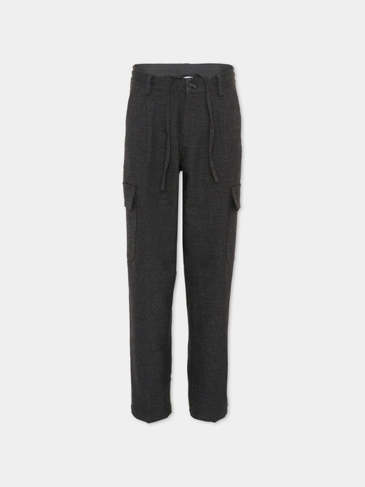 Pantaloni grigi per bambino con logo,Trussardi Junior,TBA25135PA GUNMETAL