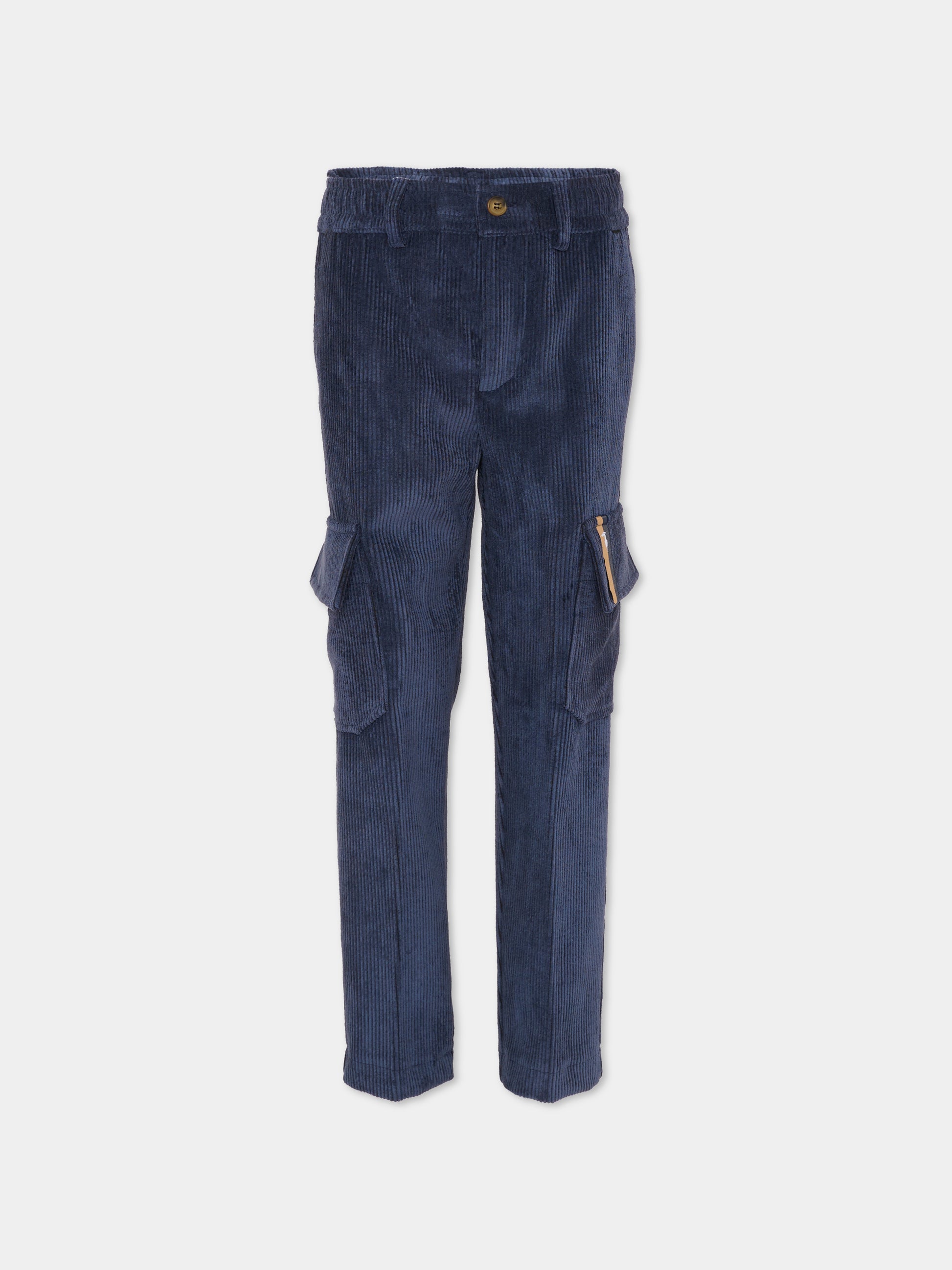 Pantaloni blu per bambino con logo,Trussardi Junior,TBA25136PA PEACOAT