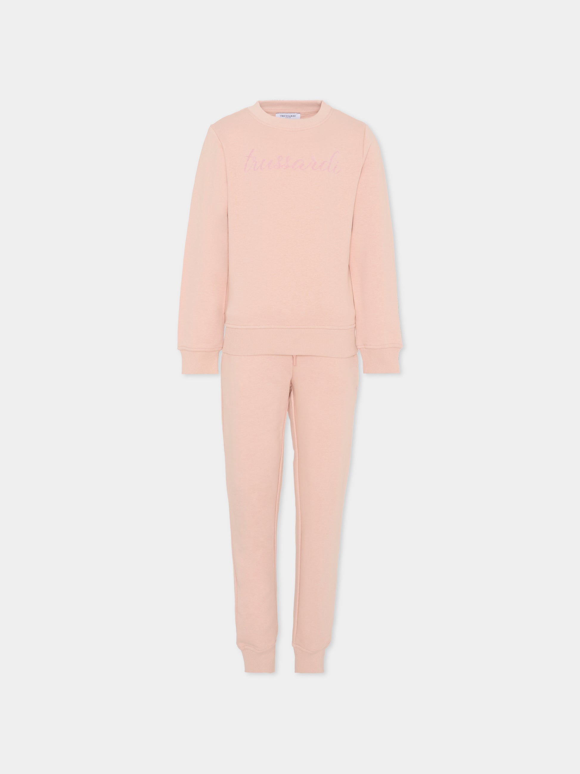 Completo rosa per bambina con logo,Trussardi Junior,TGA25001CF ROSE SMOKE