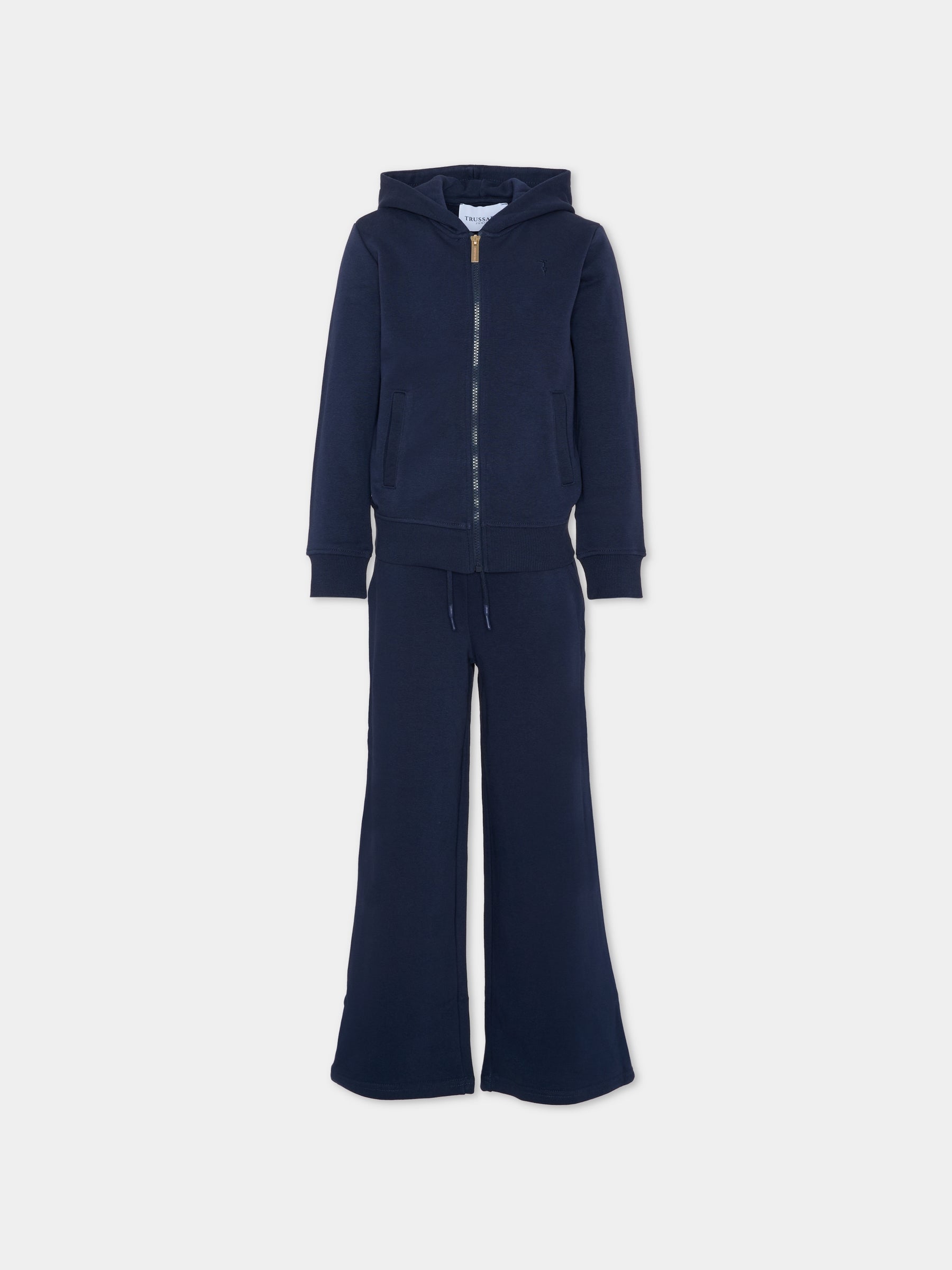 Completo blu per bambina con logo,Trussardi Junior,TGA25009CF PEACOAT