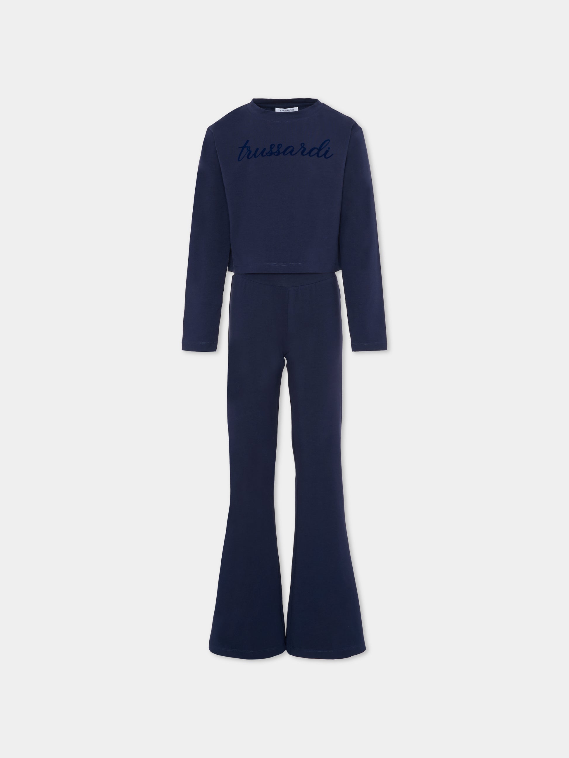Completo blu per bambina con logo,Trussardi Junior,TGA25013CJ PEACOAT