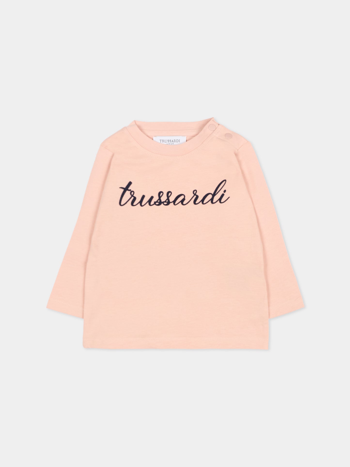 T-shirt rosa per neonata con logo,Trussardi Junior,TIA25008TS ROSE SMOKE