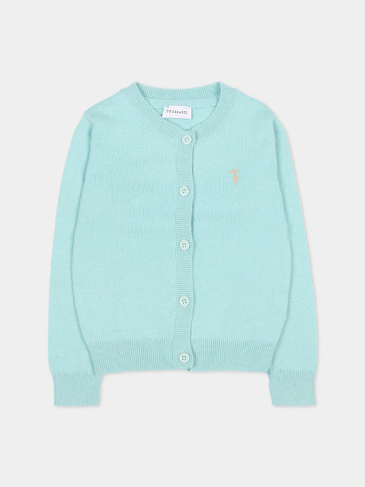 Cardigan azzurro per neonata con logo,Trussardi Junior,TIA25010CD BLUE STERLING