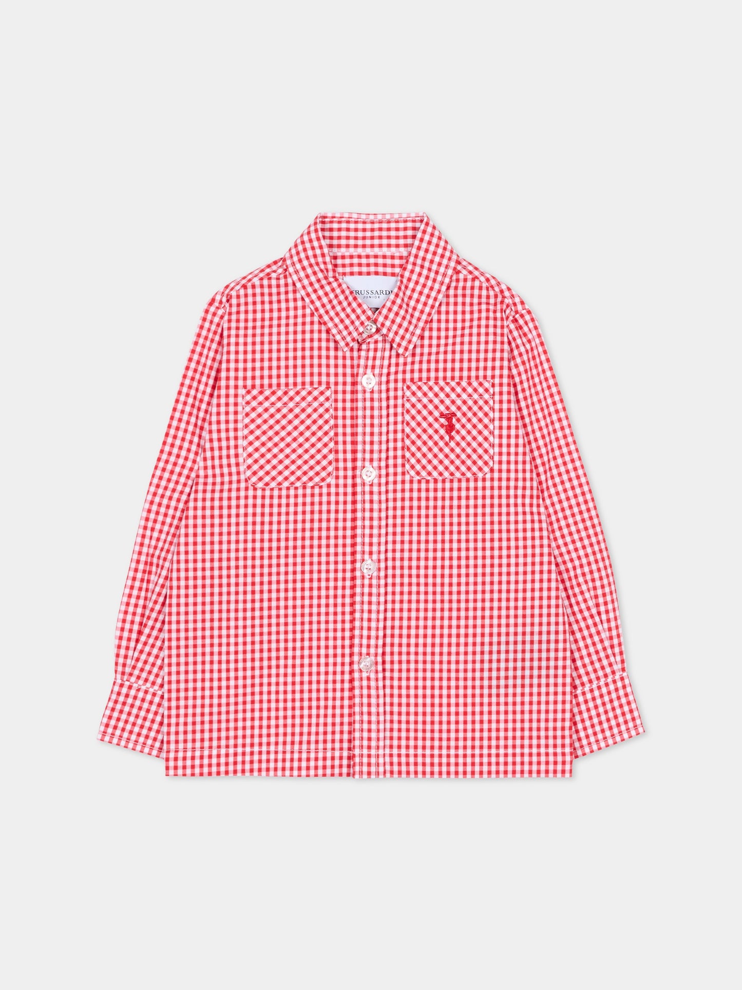 Camicia rossa per neonato con logo,Trussardi Junior,TIA25034CA OFF-WHITE