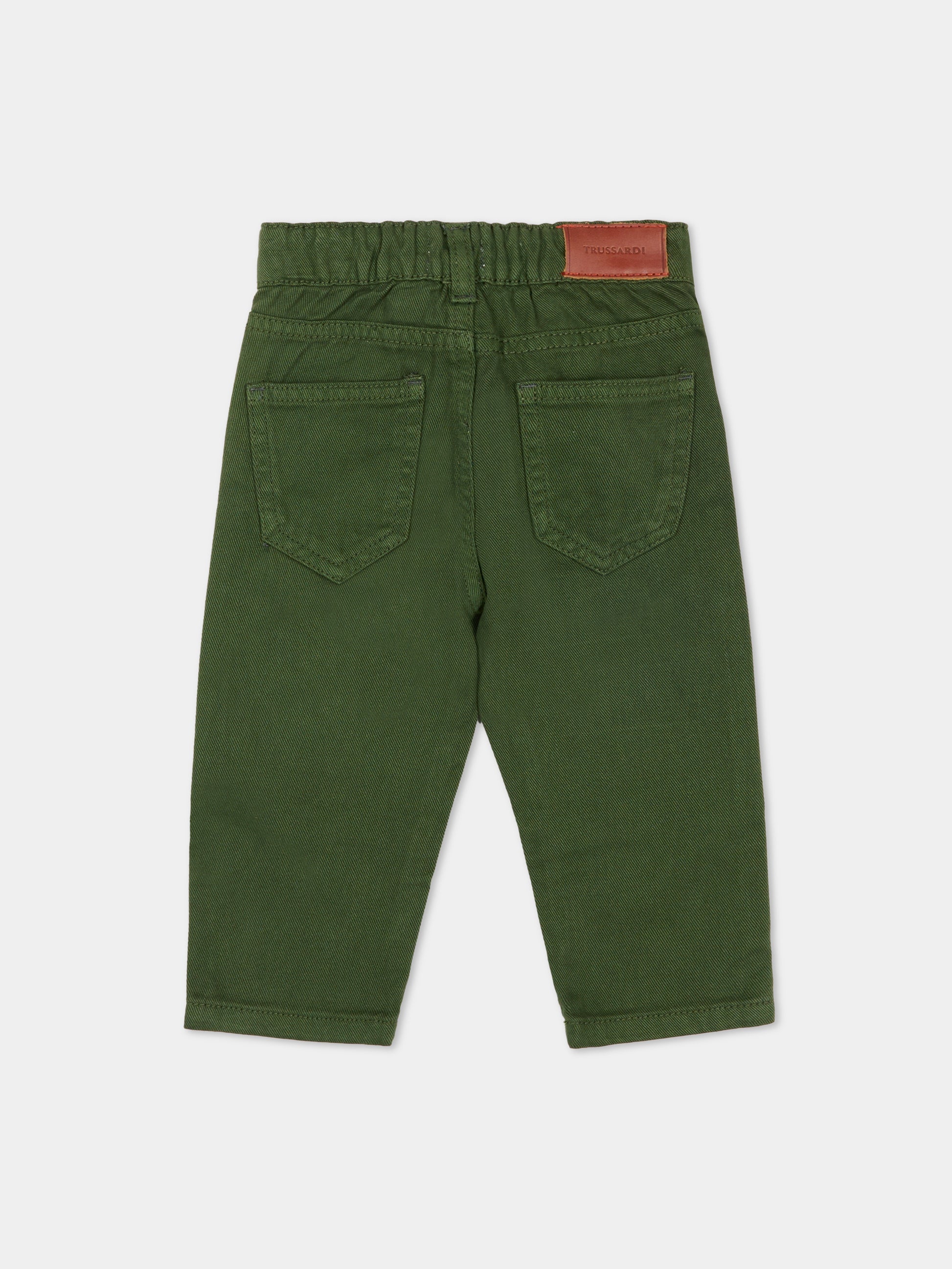 Pantaloni verdi per neonato con logo,Trussardi Junior,TIA25035PA PINENEEDLE