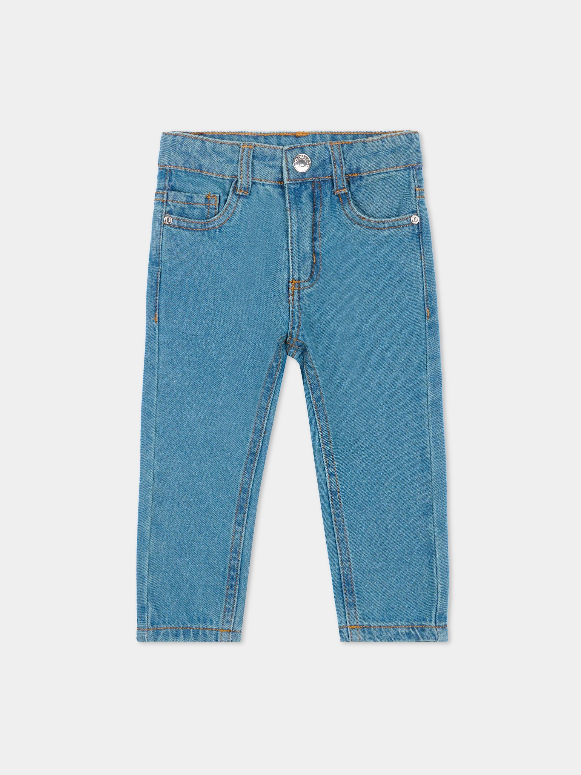 Jeans denim per neonato con logo,Trussardi Junior,TIA25036JE DENIM BLUE MEDIUM