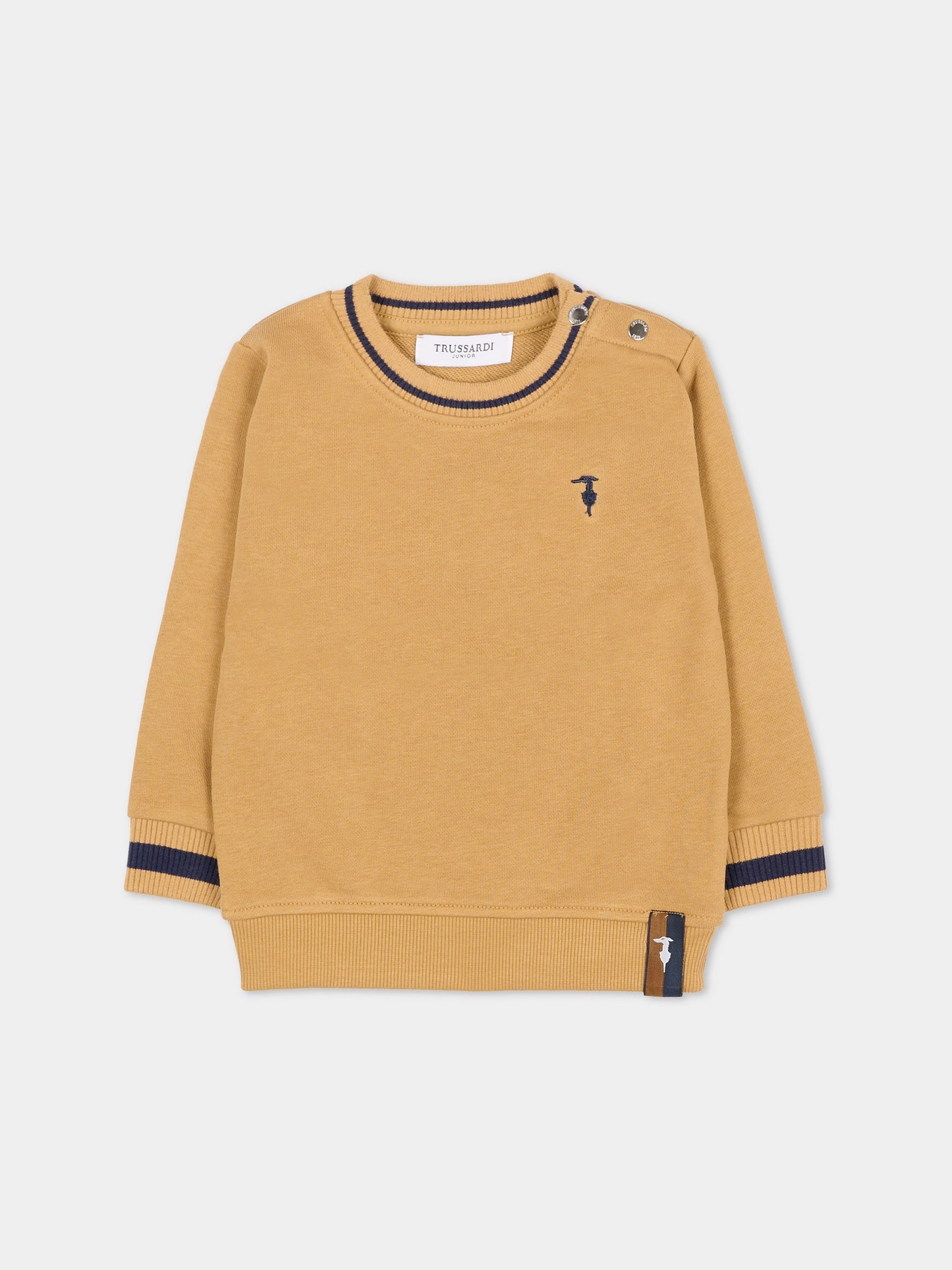 Felpa beige per neonato con logo ricamato,Trussardi Junior,TIA25080FE APPLE CINNAMON