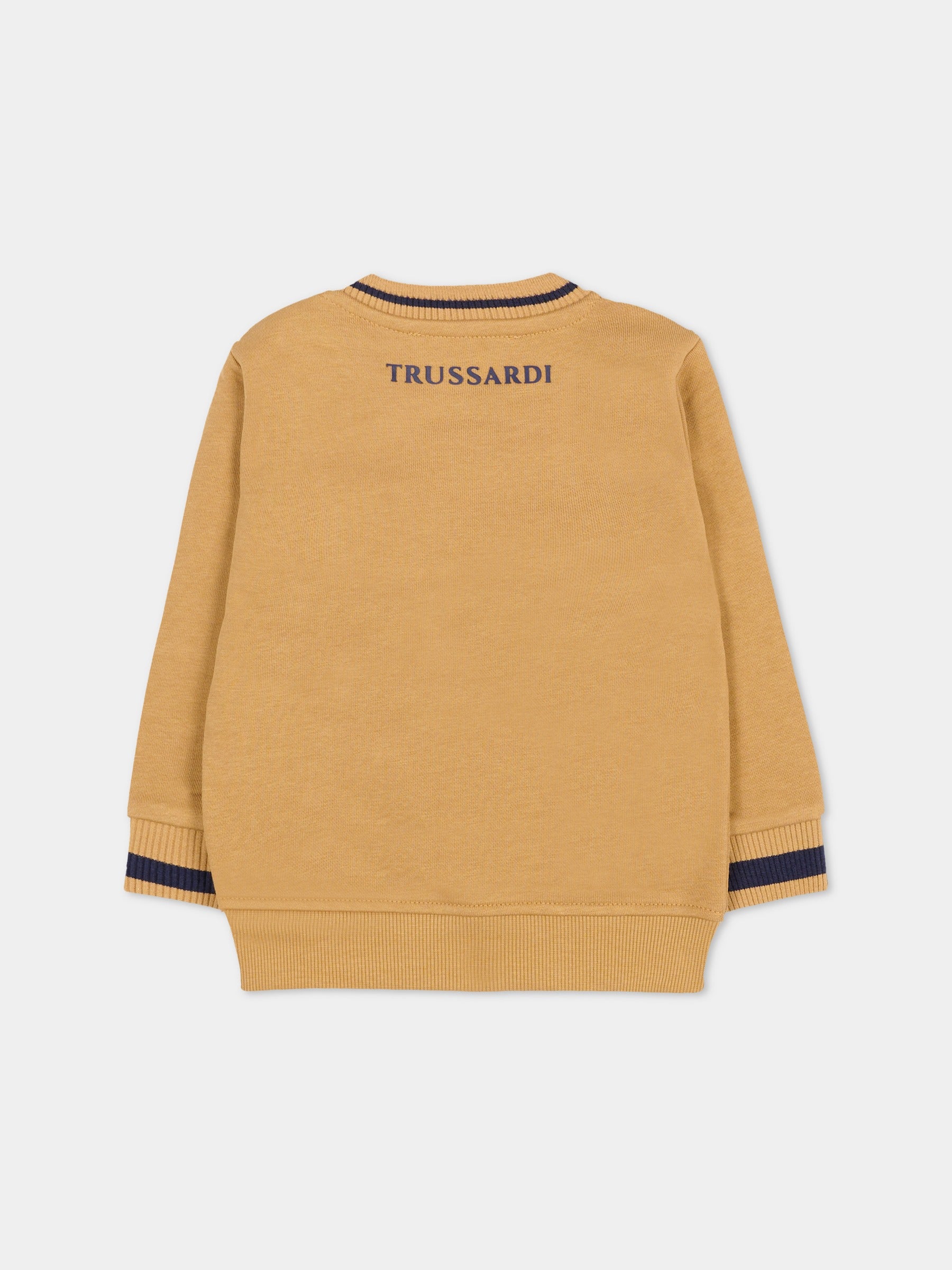 Felpa beige per neonato con logo ricamato,Trussardi Junior,TIA25080FE APPLE CINNAMON