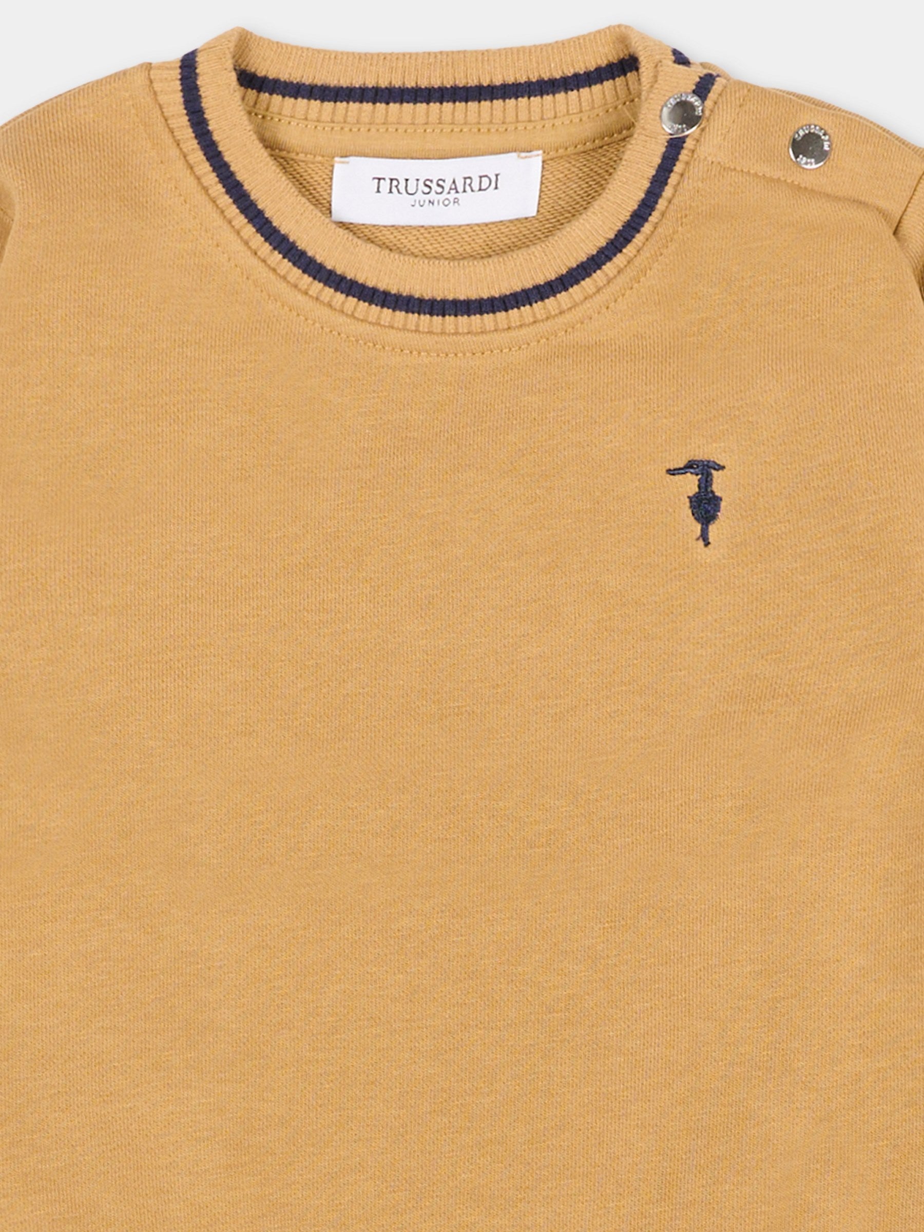 Felpa beige per neonato con logo ricamato,Trussardi Junior,TIA25080FE APPLE CINNAMON