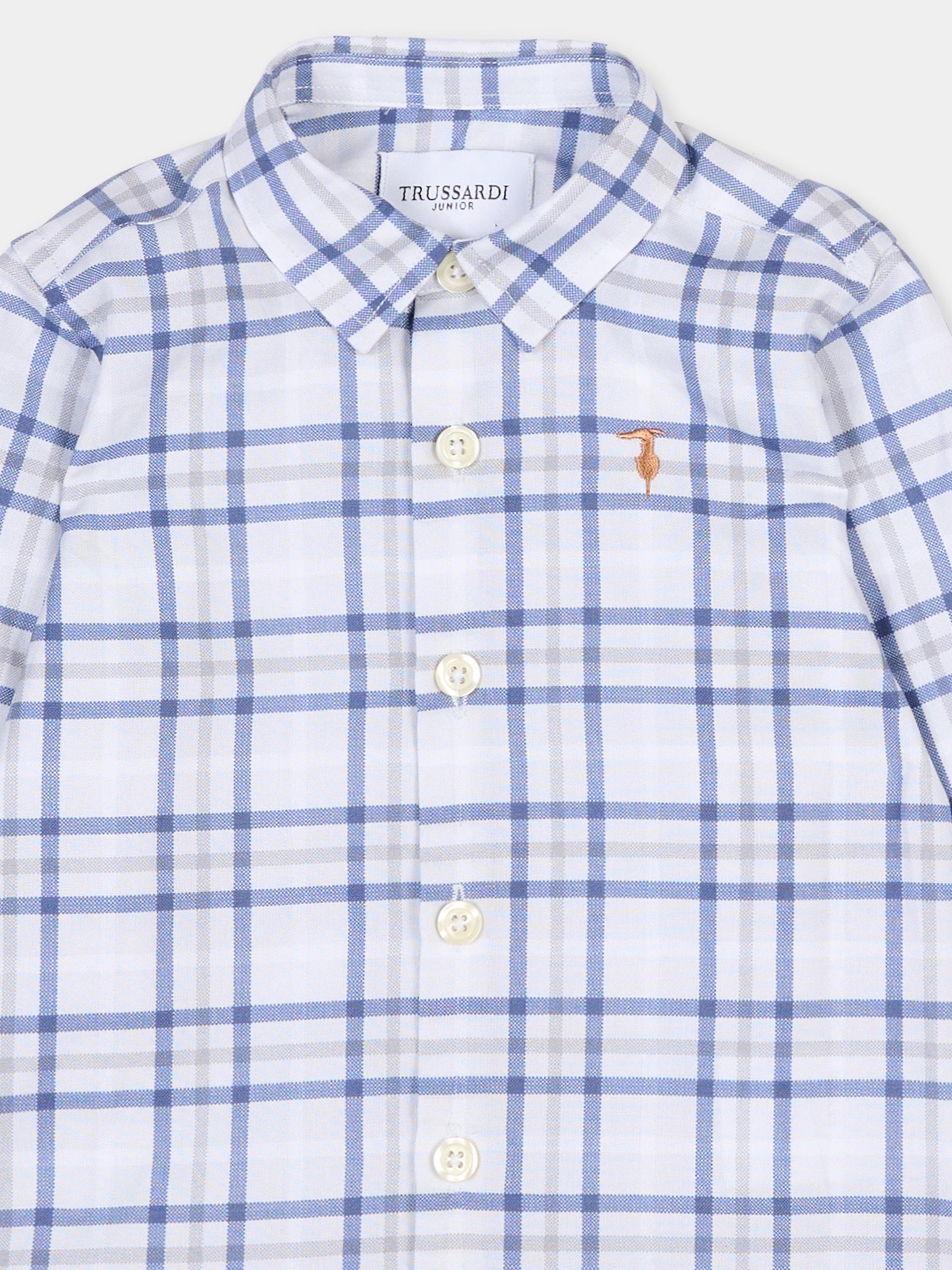 Camicia bianca per neonato con logo,Trussardi Junior,TIA25105CA OFF-WHITE TAILOR