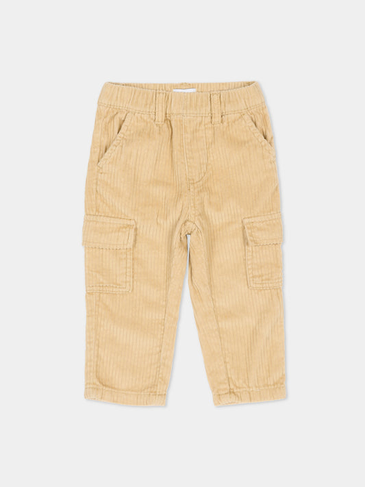Pantaloni beige per neonato con logo,Trussardi Junior,TIA25111PA IRISH CREAM