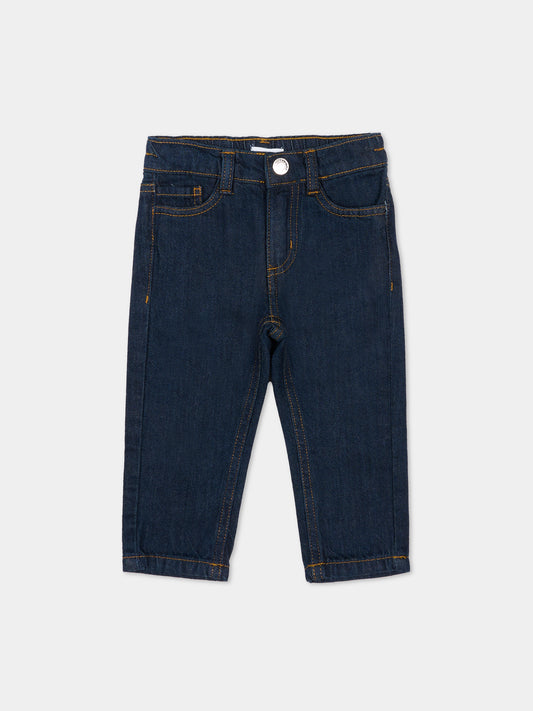Jeans denim per neonato con logo,Trussardi Junior,TIA25118JE DENIM BLUE DARK