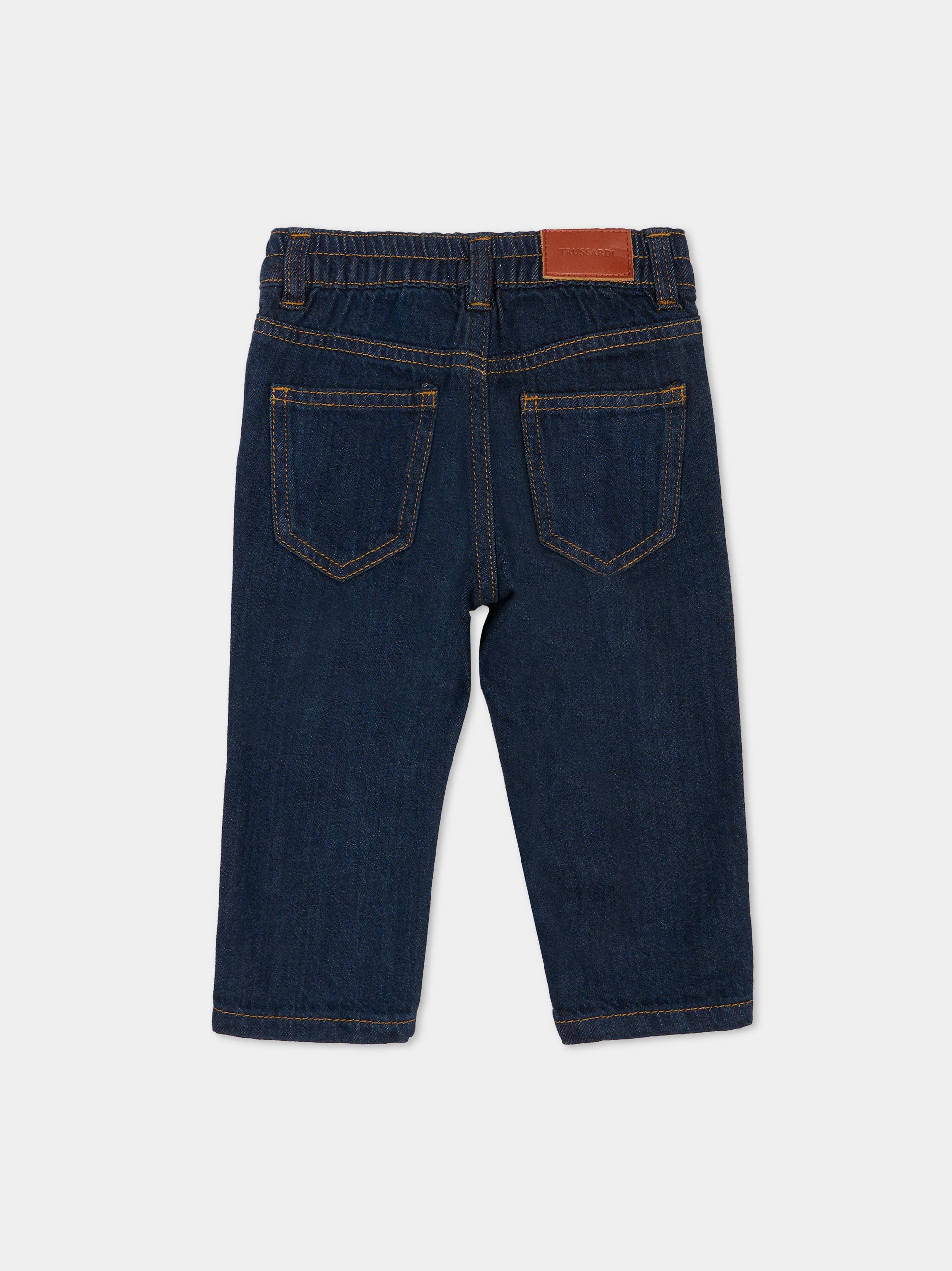 Jeans denim per neonato con logo,Trussardi Junior,TIA25118JE DENIM BLUE DARK