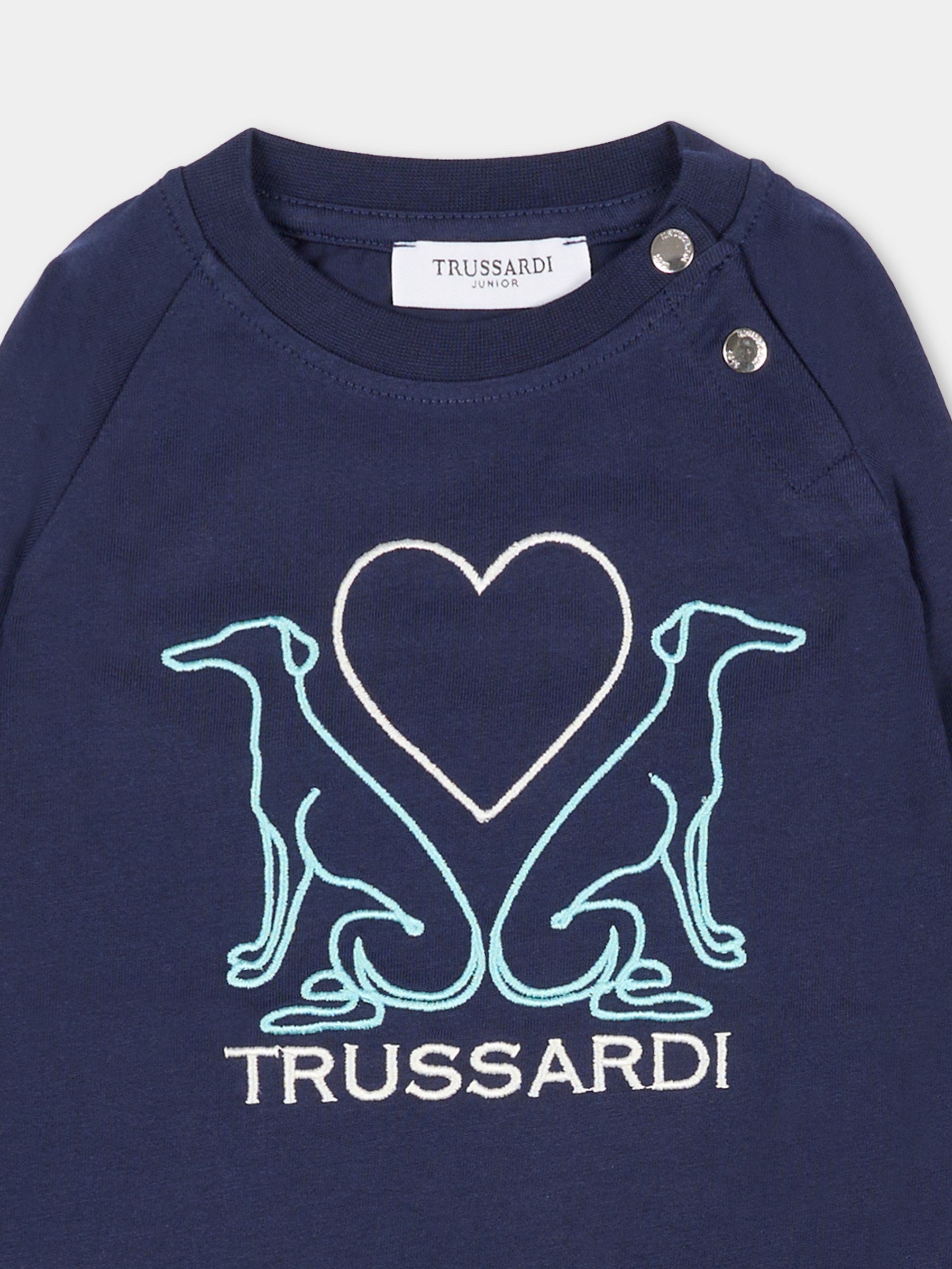 T-shirt blu per  neonata con logo e cuore,Trussardi Junior,TIA25159TS PEACOAT