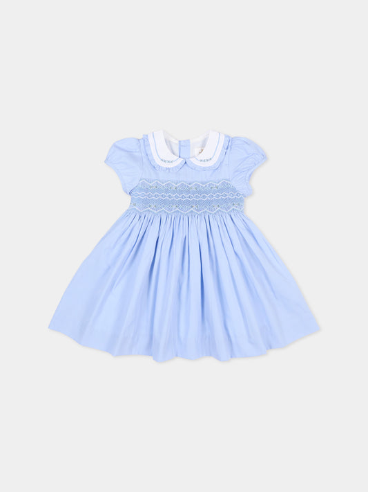 Vestito celeste Héloise per neonata,Kidiwi Handmade,36021-TU275